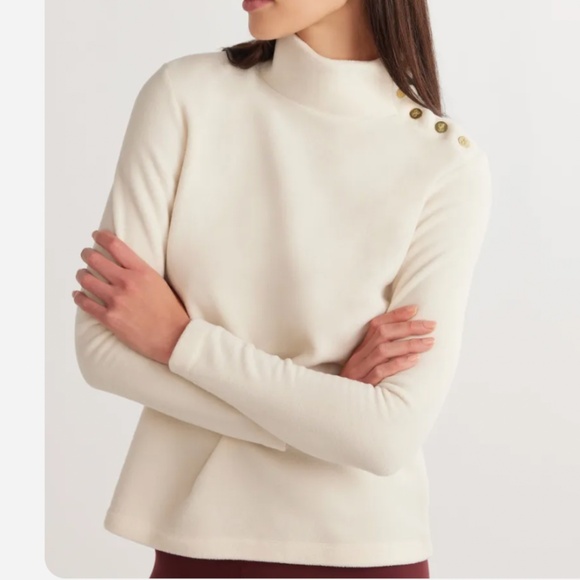 NWT Dudley Stephens Cream Meadow Greenpoint Turtleneck in Vello Fleece, Medium - Picture 2 of 11